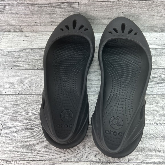 CROCS Thea Ballet Rubber Flats Black Slip On Slingback Womens Size 8 11701‎ - Picture 7 of 11